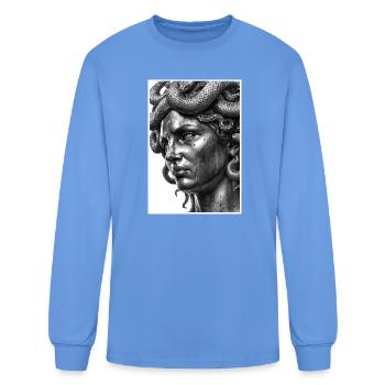 Medusa Gorgon Statue - Black Marble Edition - Men's Long Sleeve T-Shirt - carolina blue - Front