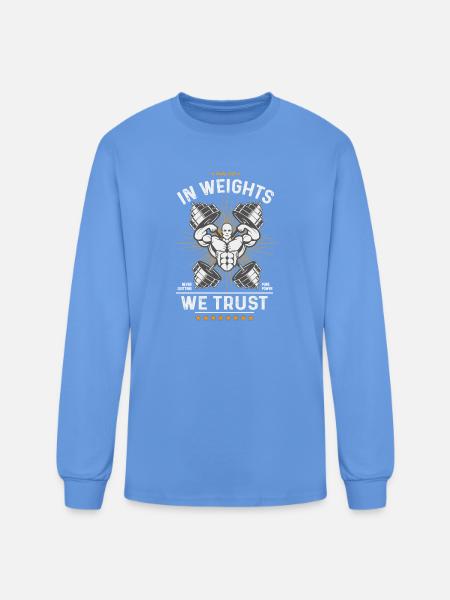 Weights We Trust Gym Emblem - Men's Long Sleeve T-Shirt - carolina blue