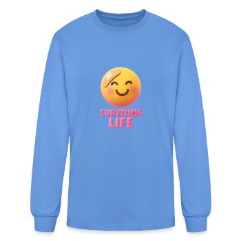 Surviving Life Face Bandage - Men's Long Sleeve T-Shirt - carolina blue - Front