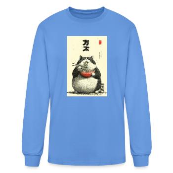 Chubby Cat Ramen Ukiyo-e - Men's Long Sleeve T-Shirt - carolina blue - Front