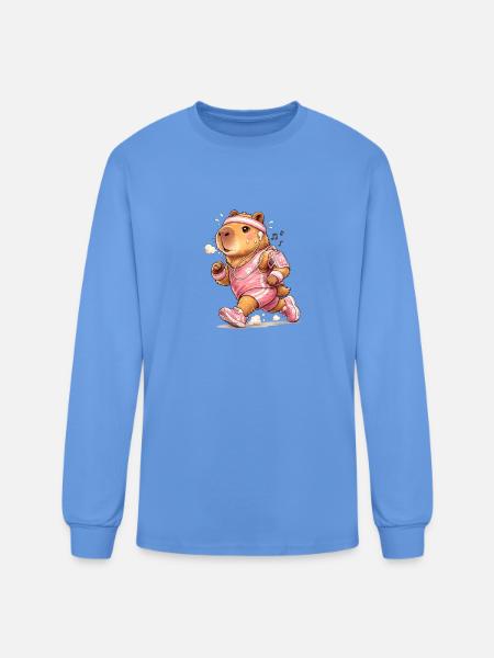 Capybara jogging - Men's Long Sleeve T-Shirt - carolina blue