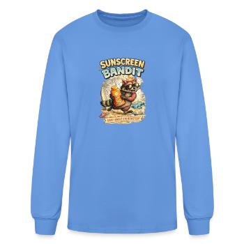Sunscreen Bandit: Roasted Beach Raccoon - Men's Long Sleeve T-Shirt - carolina blue - Front