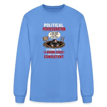 Political Perseveration Hole Cartoon - Men's Long Sleeve T-Shirt - carolina blue - Front