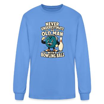 Old Man Bowling Ball Humor - Men's Long Sleeve T-Shirt - carolina blue - Front