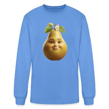 Cute Happy Pear 3D Character Tee - Men's Long Sleeve T-Shirt - carolina blue - Front