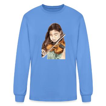 Violinist in Watercolor Bloom - Men's Long Sleeve T-Shirt - carolina blue - Front