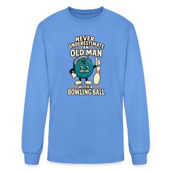 Never Underestimate Old Man Bowling - Men's Long Sleeve T-Shirt - carolina blue - Front