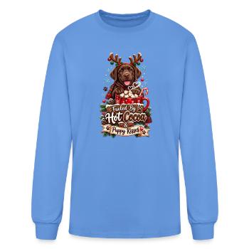 Fueled By Hot Cocoa And Puppy Kisses Labrador - Men's Long Sleeve T-Shirt - carolina blue - Front