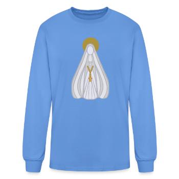 Virgin Mary Rosary Veil - Men's Long Sleeve T-Shirt - carolina blue - Front