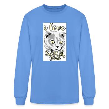 I Love Scottish Fold Cat T-Shirt | Cute Cat Lover  - Men's Long Sleeve T-Shirt - carolina blue - Front