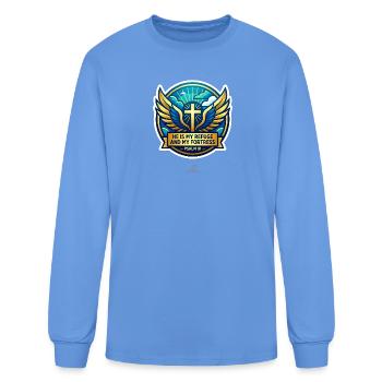 Psalm 91 Refuge Wings Badge - Men's Long Sleeve T-Shirt - carolina blue - Front