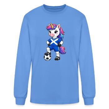 Joueur écossais de football, amateur de licorne, drapeau écossais - T-shirt à manches longues Homme - bleu caroline - Devant