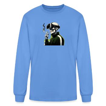 Crâne en réalité virtuelle - T-shirt à manches longues Homme - bleu caroline - Devant