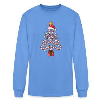 Candy Cane Christmas Tree Lights Men Women Kids  - Men's Long Sleeve T-Shirt - carolina blue - Front