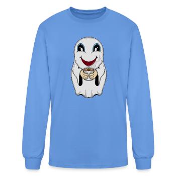 Cute ghost coffee lover - Men's Long Sleeve T-Shirt - carolina blue - Front