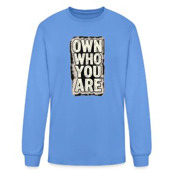 Vintage Grunge Typography Sticker - Men's Long Sleeve T-Shirt - carolina blue - Front