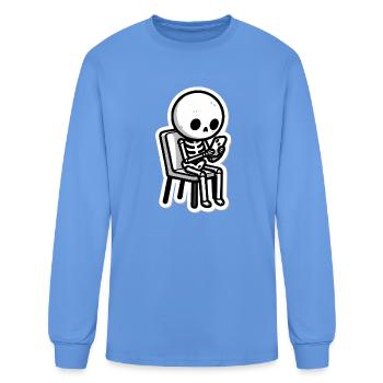 Chill Skeleton on Phone - Men's Long Sleeve T-Shirt - carolina blue - Front