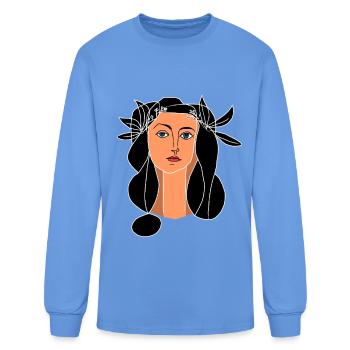 Woman portrait, simple abstract - Men's Long Sleeve T-Shirt - carolina blue - Front