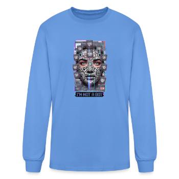 Im Not a Bot: Cyber QR Portrait - Men's Long Sleeve T-Shirt - carolina blue - Front