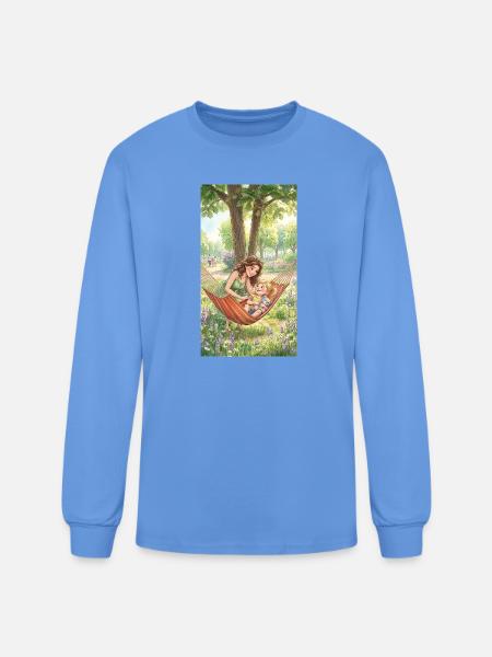 Mother and Daughter in Hammo - Men's Long Sleeve T-Shirt - carolina blue
