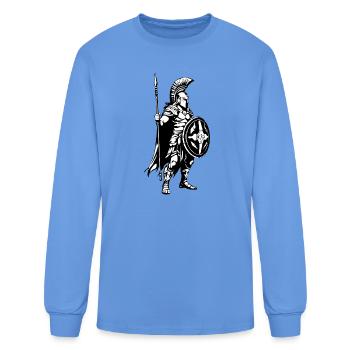 Ancient Greek Warrior Illustration - Men's Long Sleeve T-Shirt - carolina blue - Front