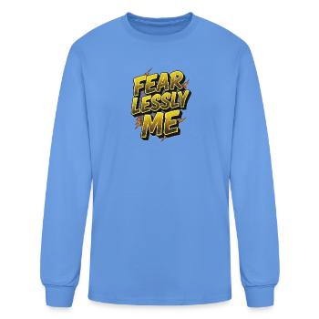 Fearlessly Me - Bold Comic Graffiti Typography  - Men's Long Sleeve T-Shirt - carolina blue - Front