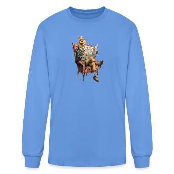 Distinguished Camel in a suite reading a newspaper - Men's Long Sleeve T-Shirt - carolina blue - Front