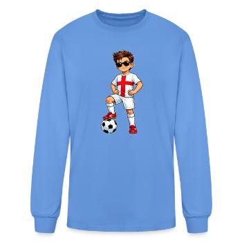 Soccer Boy Player England Lover Fan English Flag - Men's Long Sleeve T-Shirt - carolina blue - Front