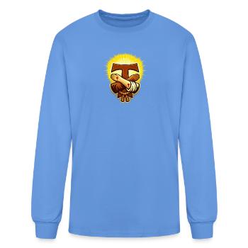 Franciscan Tau Cross And Crossed Arms Emblem - Men's Long Sleeve T-Shirt - carolina blue - Front