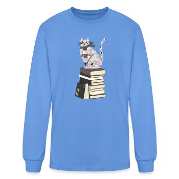 Book quotes Cat on Books Stack - Men's Long Sleeve T-Shirt - carolina blue - Front