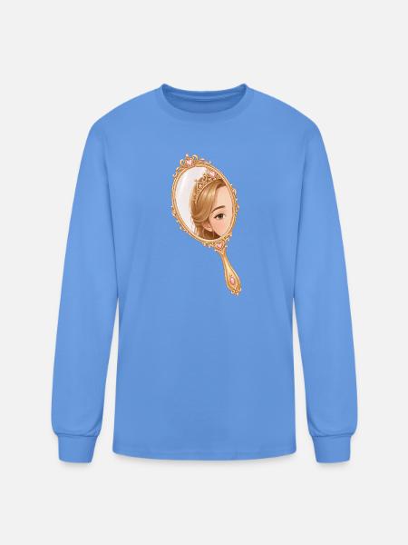 Princess hand mirror illustration - Men's Long Sleeve T-Shirt - carolina blue