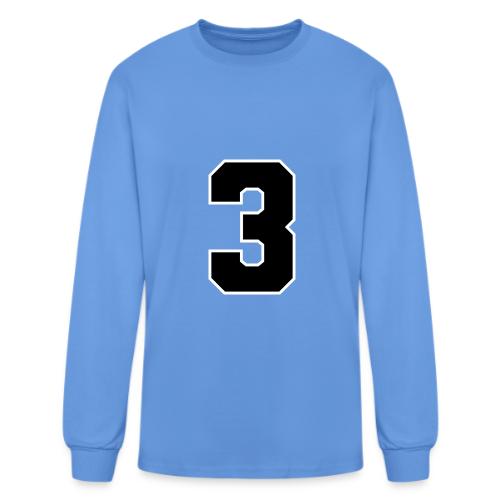 Varsity Number 3 Athletic Font - Men's Long Sleeve T-Shirt