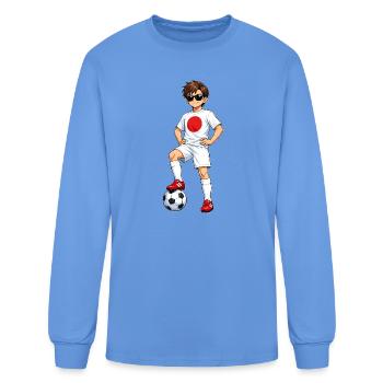 Soccer Boy Player Japan Lover Fan Japanese Flag - Men's Long Sleeve T-Shirt - carolina blue - Front