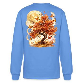 Autumn Moon Tree Art - Men's Long Sleeve T-Shirt - carolina blue - Back