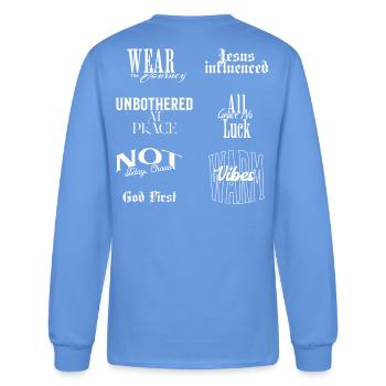 Unbothered Peace Quote Mashup - Men's Long Sleeve T-Shirt - carolina blue - Back