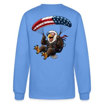 Patriotic Parachute Eagle - Men's Long Sleeve T-Shirt - carolina blue - Back