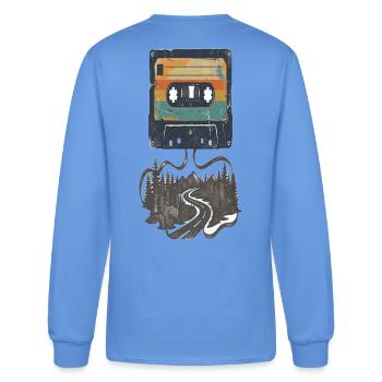 Retro Cassette & Forest Road - Men's Long Sleeve T-Shirt - carolina blue - Back
