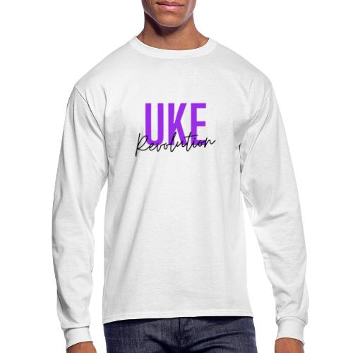 Front & Back Purple Uke Revolution Get Your Uke On - Men's Long Sleeve T-Shirt