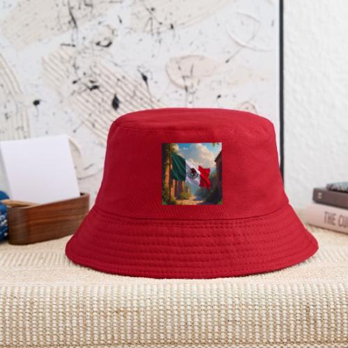 Mexican flag in Magical Town and Nature - Kid's Bucket Hat