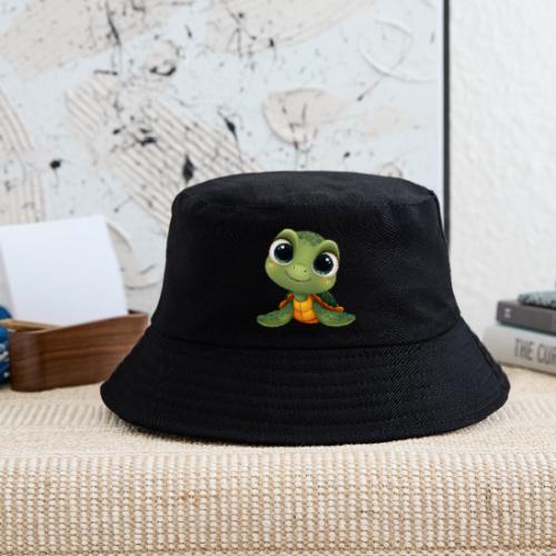 Cheerful Green Cartoon Sea Turtle with Big Eyes - Kid's Bucket Hat