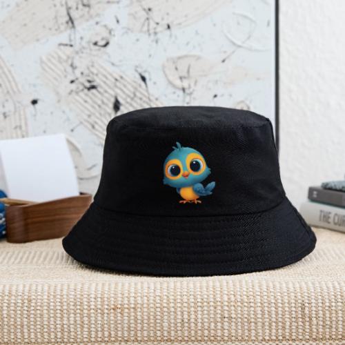 Joyful Cartoon Bird Standing in Yellow and Blue - Kid's Bucket Hat
