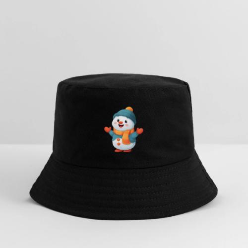 Joyful Cartoon Snowman with Winter Outfit - Kid's Bucket Hat