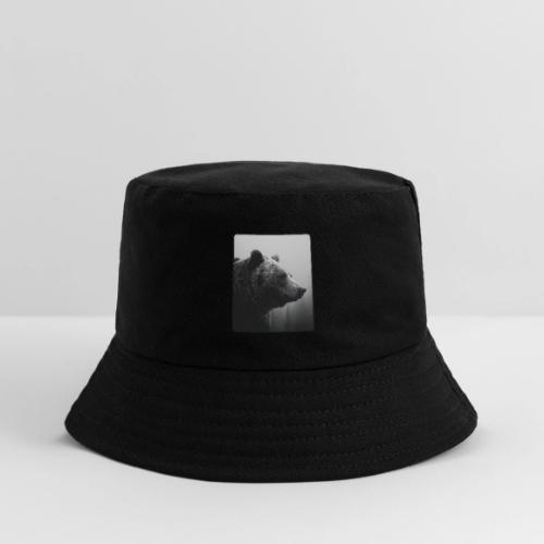 Grizzly Bear Black White Portrait Design - Kid's Bucket Hat