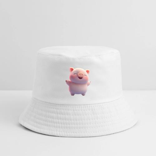 Cute Cartoon Baby Pig Standing Arms Up - Kid's Bucket Hat