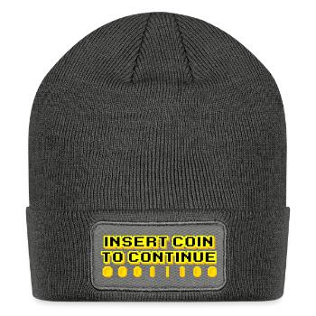 Retro Arcade Cointinue - Patch Beanie - charcoal grey - Front