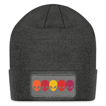 Alien Heads Faces Extraterrestrials Retro Vintage - Patch Beanie - charcoal grey - Front