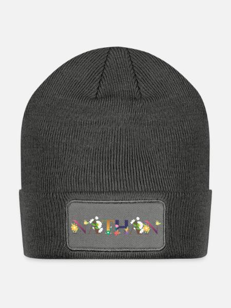 Nathan - Patch Beanie - charcoal grey