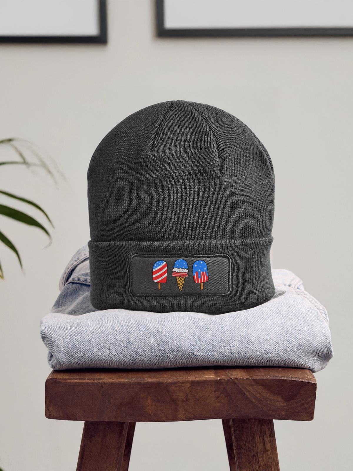 4th July Ice American - Patch Beanie - charcoal grey - Front