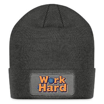 Work Hard - Patch Beanie - charcoal grey - Front