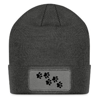 Cute cat pet footprint - Patch Beanie - charcoal grey - Front